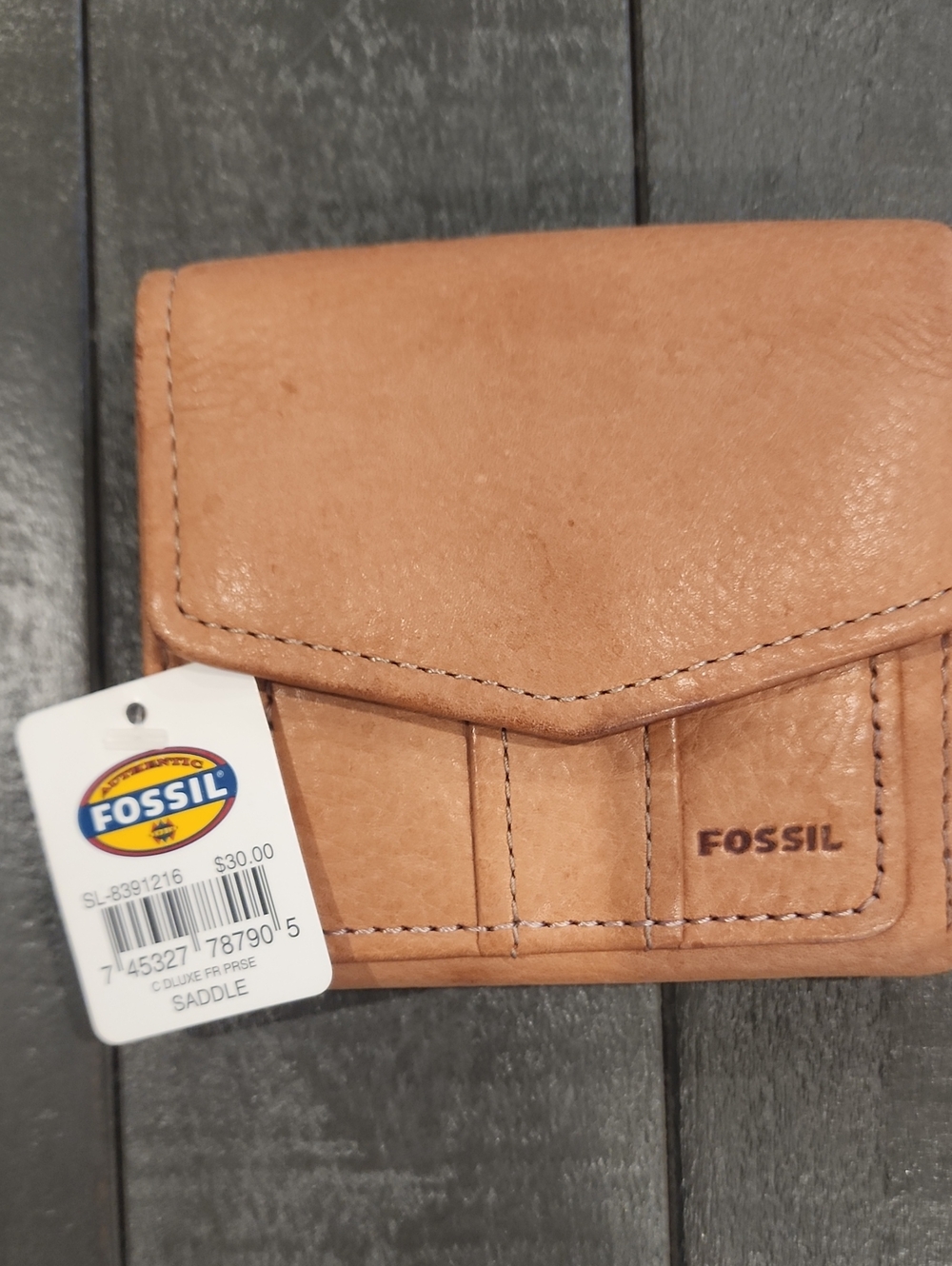 Fossil Saddle Tan Leather Bi-Fold Wallet